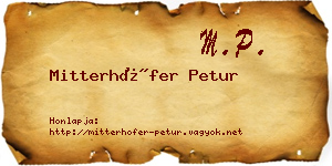 Mitterhöfer Petur névjegykártya